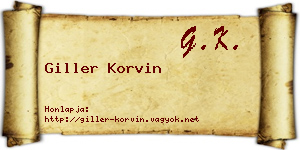 Giller Korvin névjegykártya